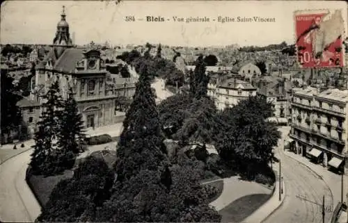 Ak Blois Loir et Cher, Gesamtansicht, Kirche Saint-Vincent