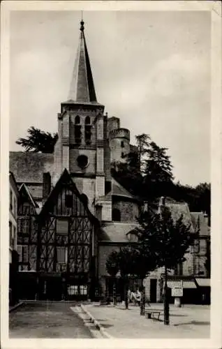 Ak Montrichard Loir et Cher, Kirche, Schloss, altes Haus