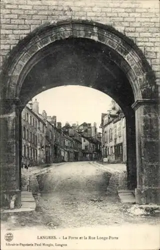 Ak Langres Haute Marne, Porte, Rue Longe Porte