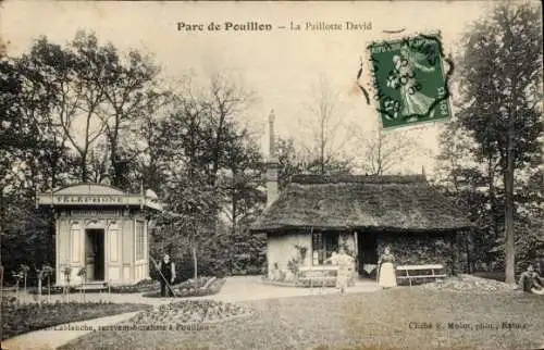 Ak Pouillon Landais, La Paillotte David, Parc