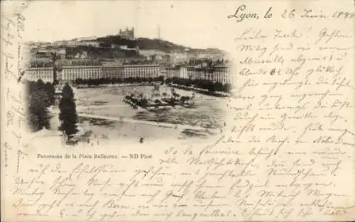 Ak Lyon Rhône, Panorama des Place Bellecour