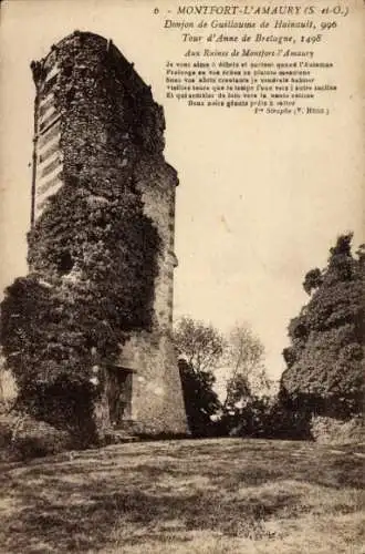 Ak Montfort l'Amaury Yvelines, Donjon de Guillaume de Hainault, Tour d'Anne de Bretagne, Ruine