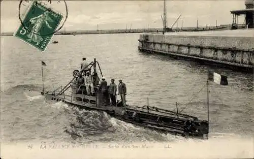 Ak La Pallice Rochelle Charente Maritime, Sortie d'un Sous Marin, Französisches Unterseeboot, U-Boot