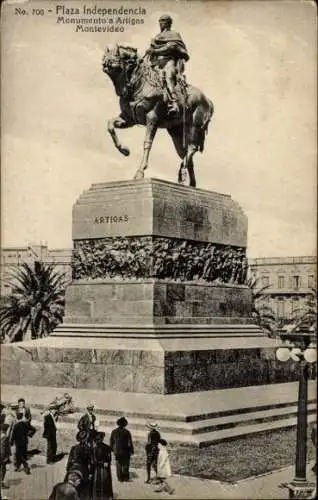 Ak Montevideo Uruguay, Freiheitsplatz, Artigas Denkmal