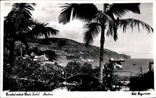 Ak Funchal Insel Madeira Portugal, Durchblick, Meer, Stadt, Hotel