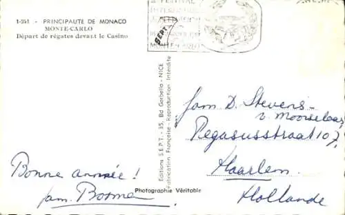 Ak Monte-Carlo Monaco, Start der Regatten vor dem Casino