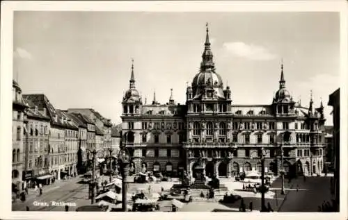 Ak Graz Steiermark, Rathaus am Marktplatz