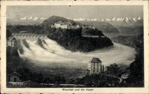 Ak Rheinfall Kanton Schaffhausen, Wasserfall, Brücke, Schloss