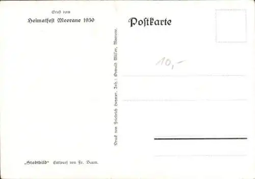 Künstler Ak Baum, Fr., Meerane Sachsen, Heimatfest 1930