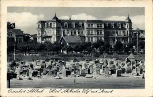 Ak Ostseebad Ahlbeck Heringsdorf auf Usedom, Hotel Ahlbecker Hof mit Strand