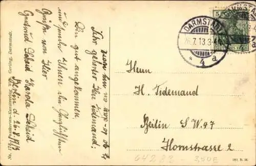 Ak Darmstadt in Hessen, Ludwigsplatz mit Bismarckdenkmal, Ludwigsstraße, Ernst Ludwigstraße
