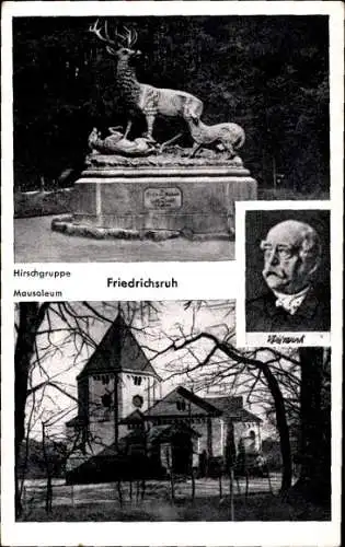 Ak Friedrichsruh Aumühle, Hirschgruppe, Mausoleum, Fürst Otto von Bismarck