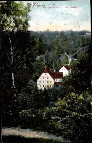 Ak Dresden Nordost Hosterwitz, Blick auf die Keppmühle, Fachwerkhaus