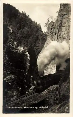 Ak Buchenbach im Schwarzwald, Hirschsprung im Höllental, Eisenbahn, Dampflokomotive