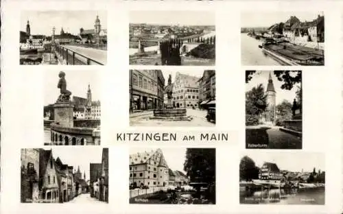 Ak Kitzingen in Mainfranken Bayern, Rathaus, Falterturm, Gesamtansicht