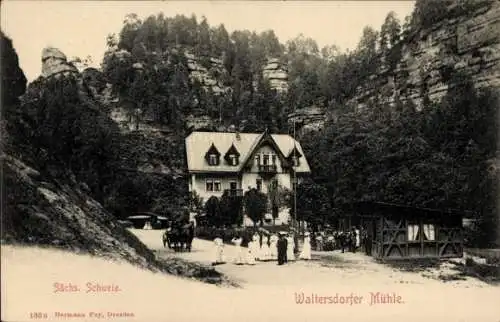 Ak Waltersdorf Bad Schandau an der Elbe, Hotel Restaurant Waltersdorfer Mühle