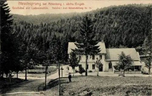 Ak Hirschsprung Altenberg Erzgebirge, Gasthof zur Ladenmühle