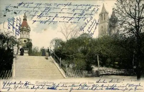 Ak Magdeburg an der Elbe, Kriegerdenkmal, Dom