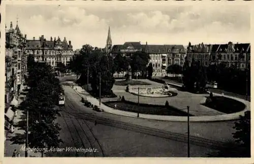 Ak Magdeburg, Kaiser Wilhelm Platz, Straßenbahngleise