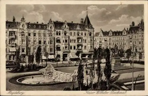 Ak Magdeburg, Kaiser Wilhelm Denkmal, Platz