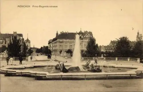 Ak München, Prinz-Regentenstraße, Brunnen, Passanten