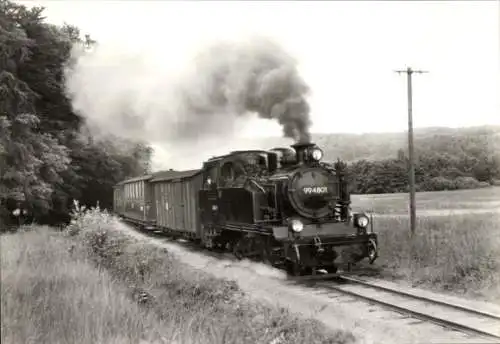 Ak Insel Rügen, 6 Schmalspurbahn Rasender Roland, Putbus-Göhren, Steigung vor Garftitz, 994801