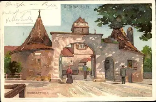 Künstler Ak Mutter, K., Rothenburg ob der Tauber, Ansicht vom Roedertor