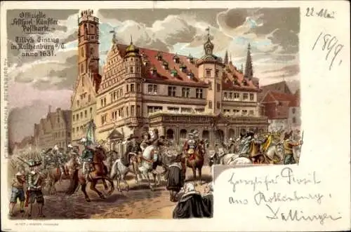 Künstler Litho Rothenburg ob der Tauber, Tilly´s Einzug, 1631