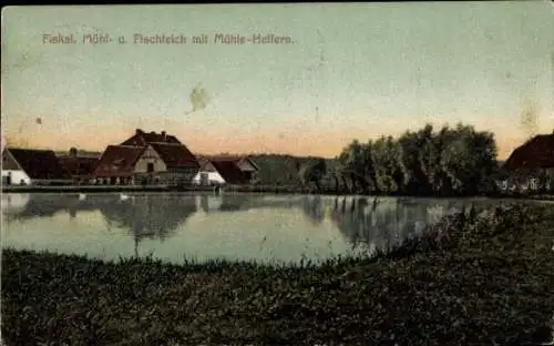 Ak Bad Rothenfelde am Teutoburger Wald, Fiskal. Mühl- und Fischteich mit Mühle Helfern