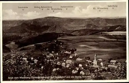 Ak Saupsdorf Sebnitz in Sachsen, Blick vom Wachberg, Schweizerkrone