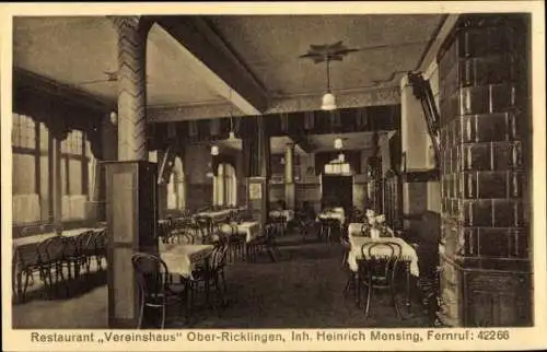 Ak Oberricklingen Ricklingen Hannover, Restaurant Vereinshaus