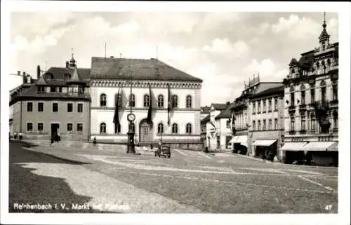 Ak Reichenbach im Vogtland, Rathaus, Markt