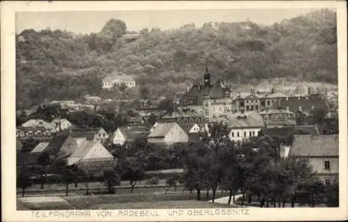 Ak Radebeul Sachsen, Teilpanorama der Stadt und Oberlössnitz