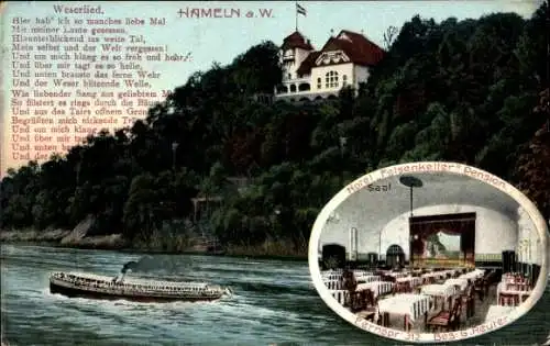 Lied Ak Hameln an der Weser, Hotel Felsenkeller, Weserlied, Dampfer