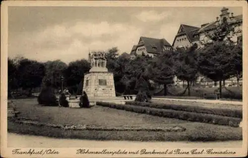 Ak Frankfurt an der Oder, Hohenzollernplatz mit Denkmal d. Prinz Carl Grenadiere