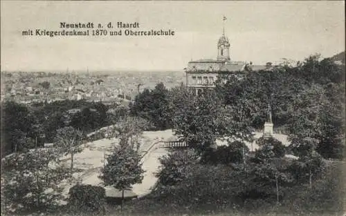 Ak Neustadt an der Weinstraße, Kriegerdenkmal 1870 und Oberrealschule