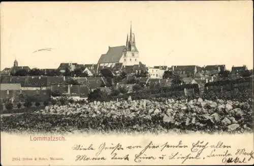 Ak Lommatzsch Sachsen, Blick auf den Ort, Kirche