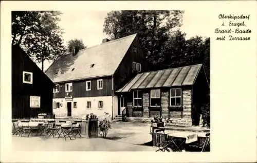 Ak Ober Kipsdorf Altenberg im Erzgebirge, Brand-Baude, Terrasse