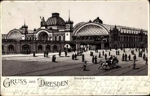 Litho Dresden, Blick von der Straße auf den neuen Hauptbahnhof