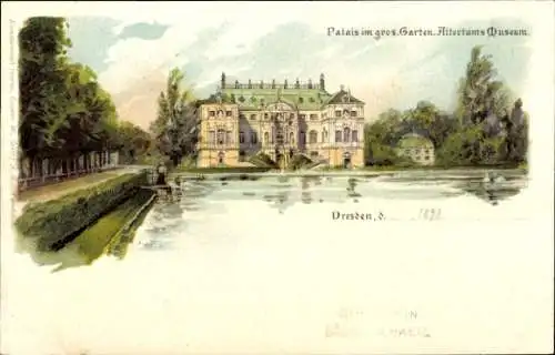 Litho Dresden, Palais im großen Garten, Altertumsmuseum