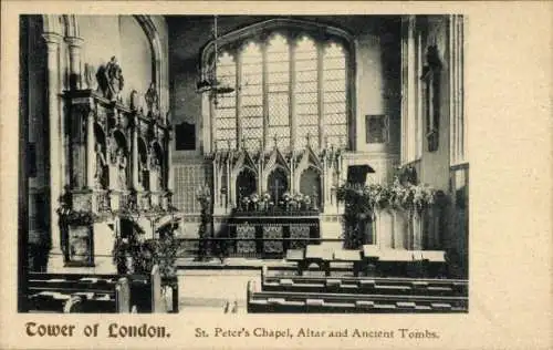 Ak London City England, Tower of London, St. Peters Kapelle, Altar