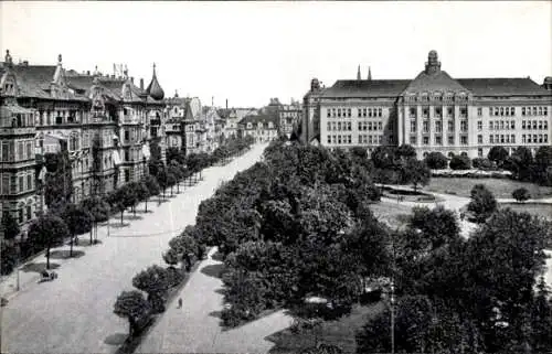 Ak Legnica Liegnitz Schlesien, Hindenburgplatz, Grünanlagen