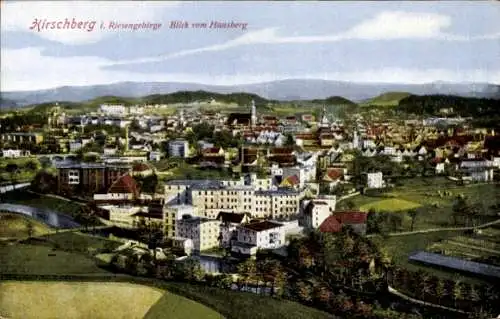 Ak Jelenia Góra Hirschberg Riesengebirge Schlesien, Blick vom Hausberg