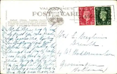 Ak London City England, Oxford Circus, Busse