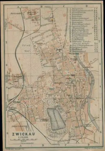 Stadtplan Ak Zwickau in Sachsen, Schwanenteich, Friedhof, Mulde