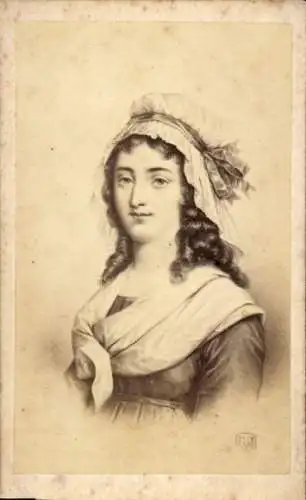 CdV Charlotte Corday d’Armont, Mörderin von Jean Paul Marat, Französische Revolution, Portrait