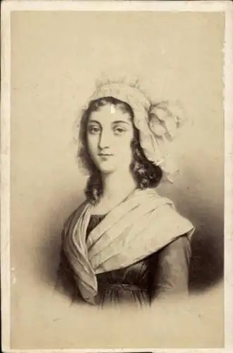 CdV Charlotte Corday d’Armont, Mörderin von Jean Paul Marat, Französische Revolution, Portrait