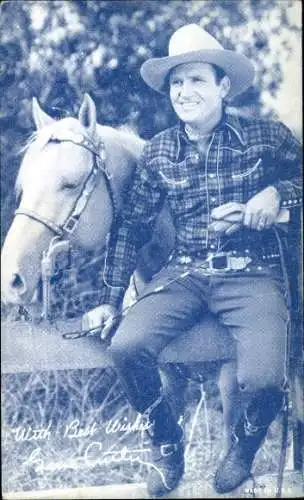 Ak Schauspieler Gene C., Portrait mit Pferd, Autogramm