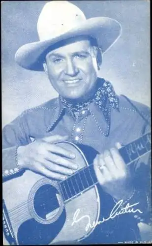 Ak Schauspieler Gene, Portrait mit Gitarre, Autogramm