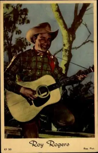 Ak Schauspieler und Sänger Roy Rogers, Portrait, Gitarre